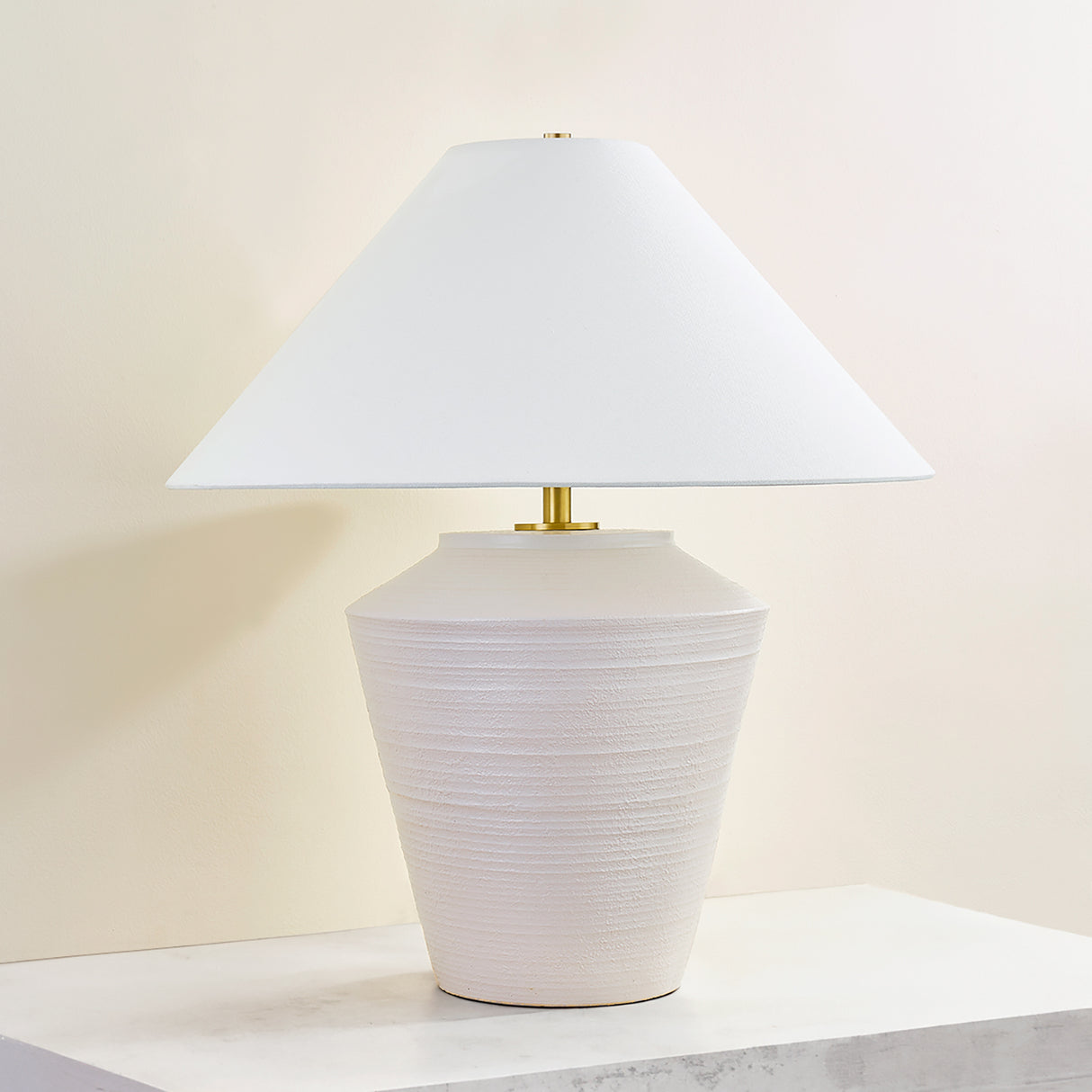 Calista Ceramic Table Lamp, Whitewashed Terracotta