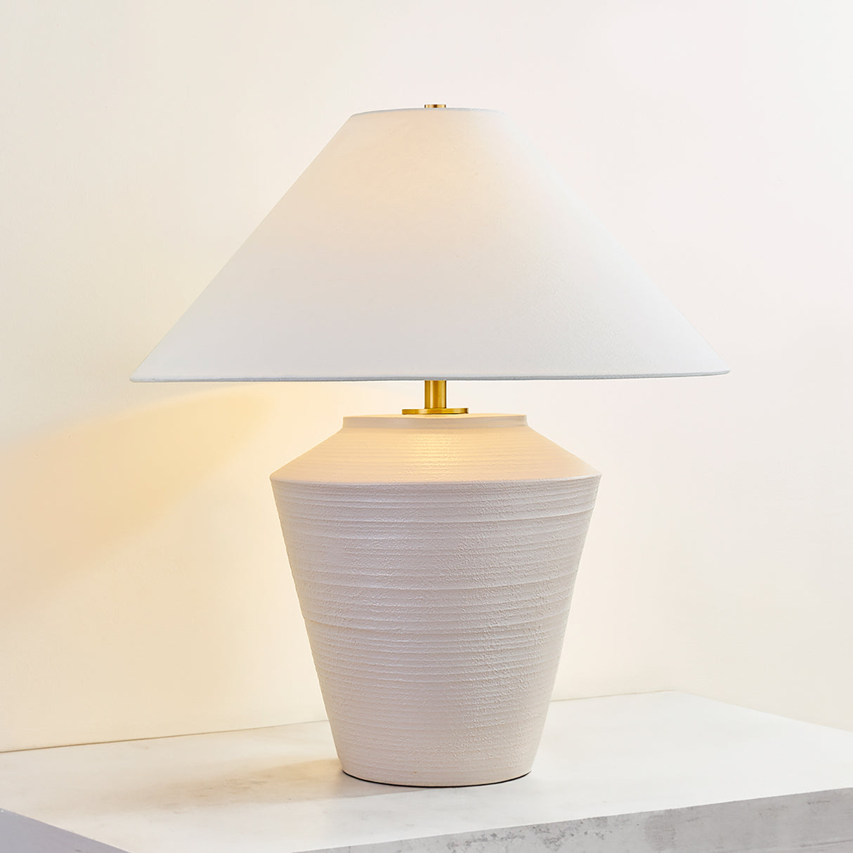 Calista Ceramic Table Lamp, Whitewashed Terracotta