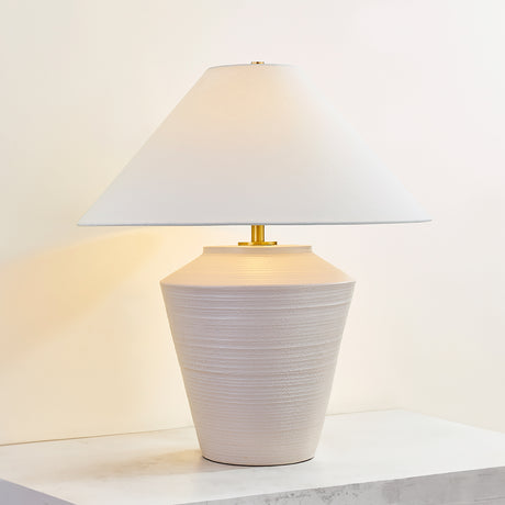 Calista Ceramic Table Lamp, Whitewashed Terracotta
