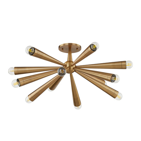 Camellia Semi Flush 30", Patina Brass