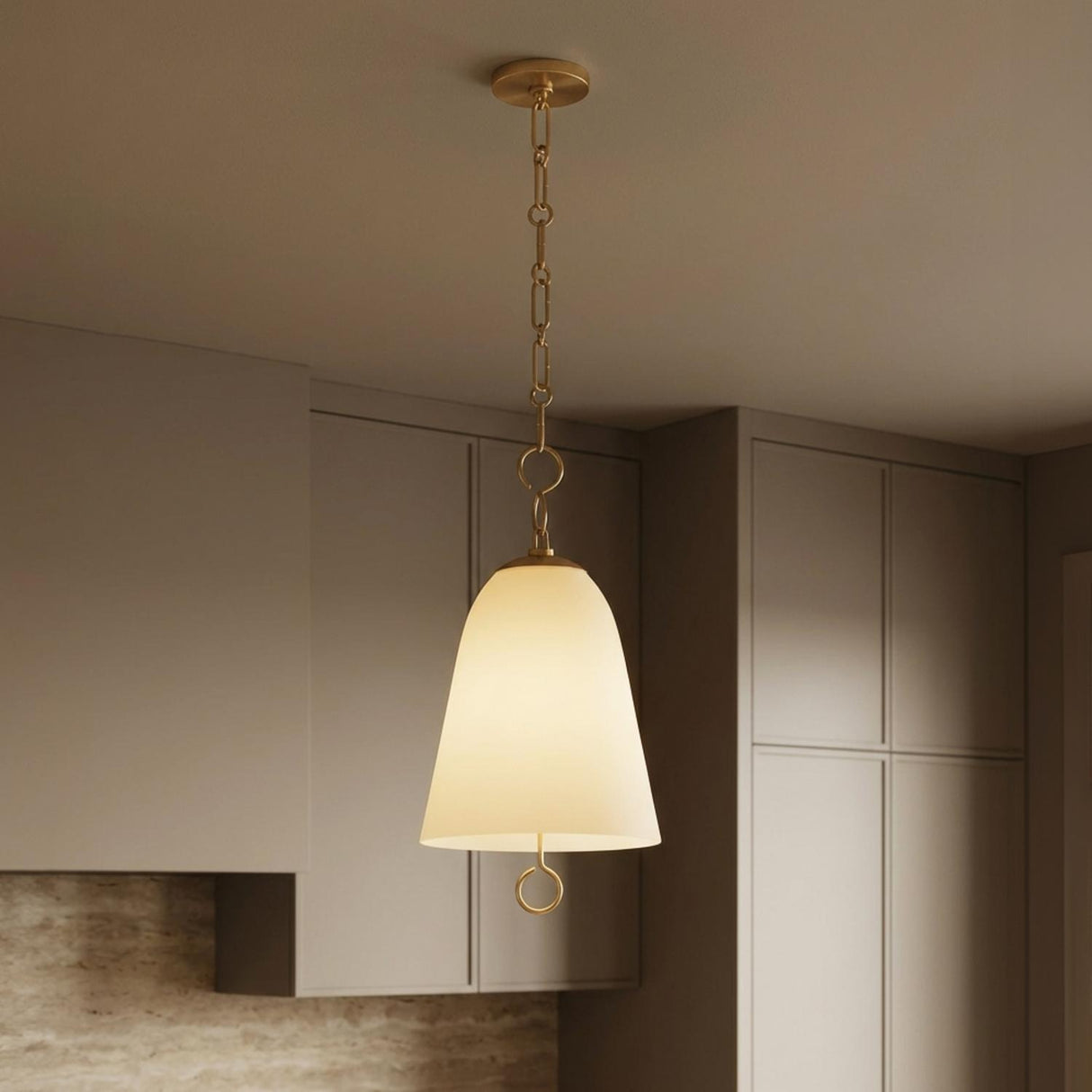 Bellport Medium Pendant 14", Aged Brass