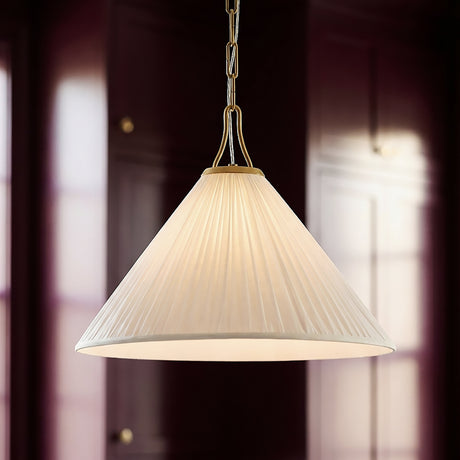 Charlotte Medium Pendant 22, Aged Brass for Traditional home with Dark Brown Wood