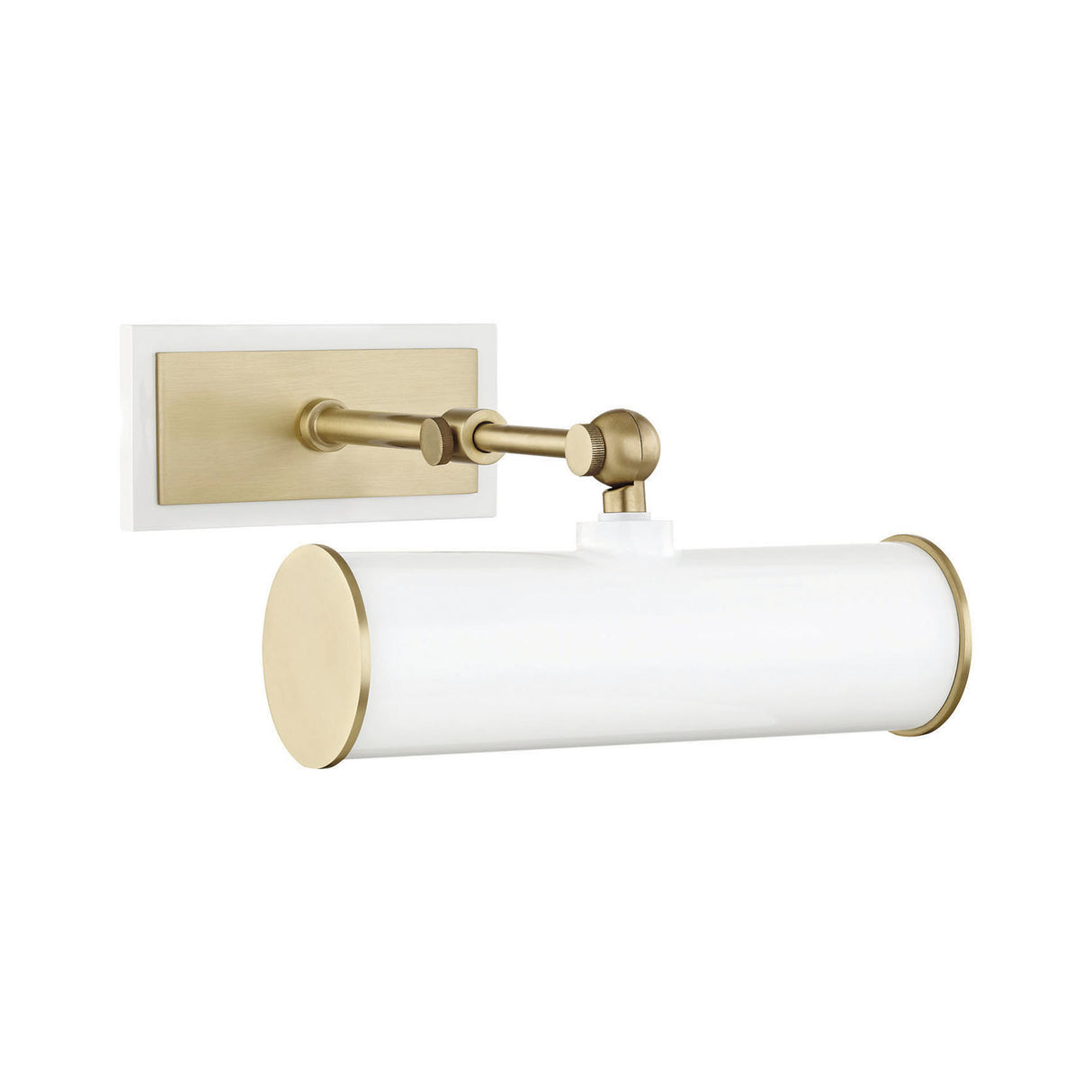 Judy Small Picture Light 8", Aged Brass and White