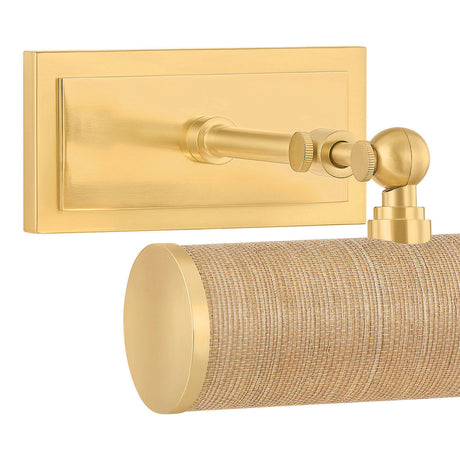 Judy Small Picture Light 8", Aged Brass and Grasscloth