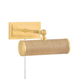 Judy Small Picture Light 8", Aged Brass and Grasscloth
