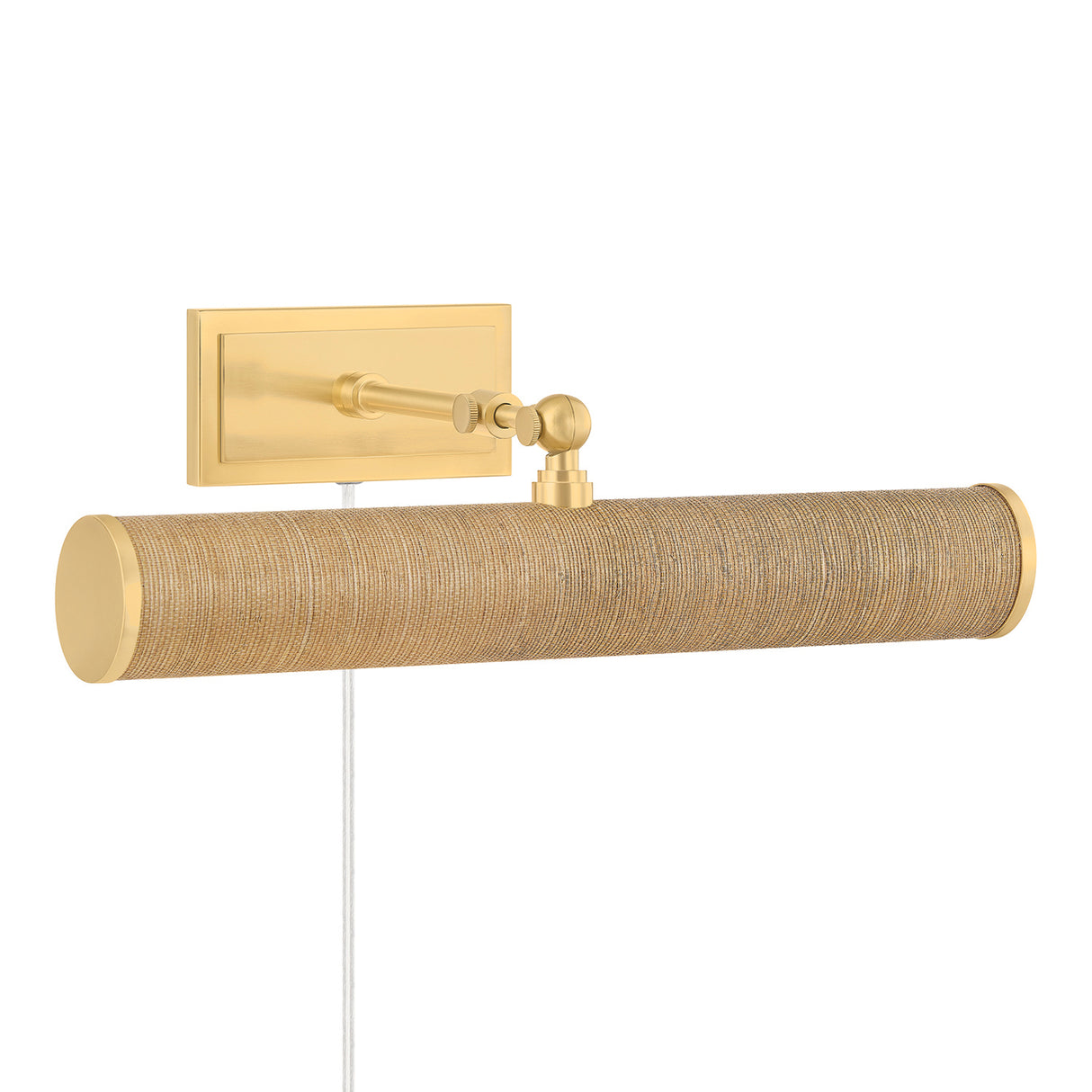 Judy Medium Picture Light 16", Aged Brass and Grasscloth