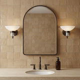 Decker Wall Sconce 8", Textured Bronze for Modern home with Beige Tile