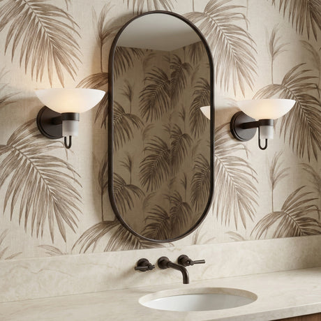 Decker Wall Sconce 8" for Coastal home with Beige Wallpaper