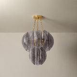 Vivian Chandelier 24", Gold Leaf and Smoke Glass