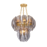Vivian Chandelier 24", Gold Leaf and Smoke Glass