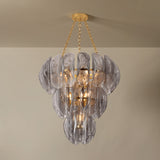 Vivian Chandelier 33", Gold Leaf and Smoke Glass