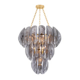 Vivian Chandelier 33", Gold Leaf and Smoke Glass
