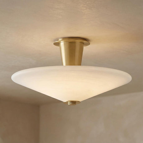 Imogen LED Flush Mount 19", Vintage Brass and Opal Glass