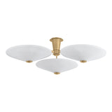 Imogen LED 3 Light Flush Mount 45", Vintage Brass and Opal Glass