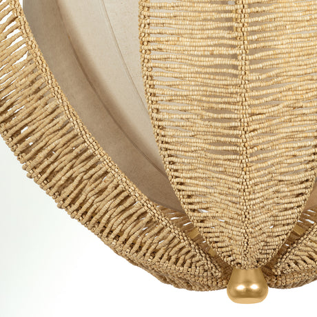 Gardenia Chandelier 24", Gold Leaf and Natural Beads