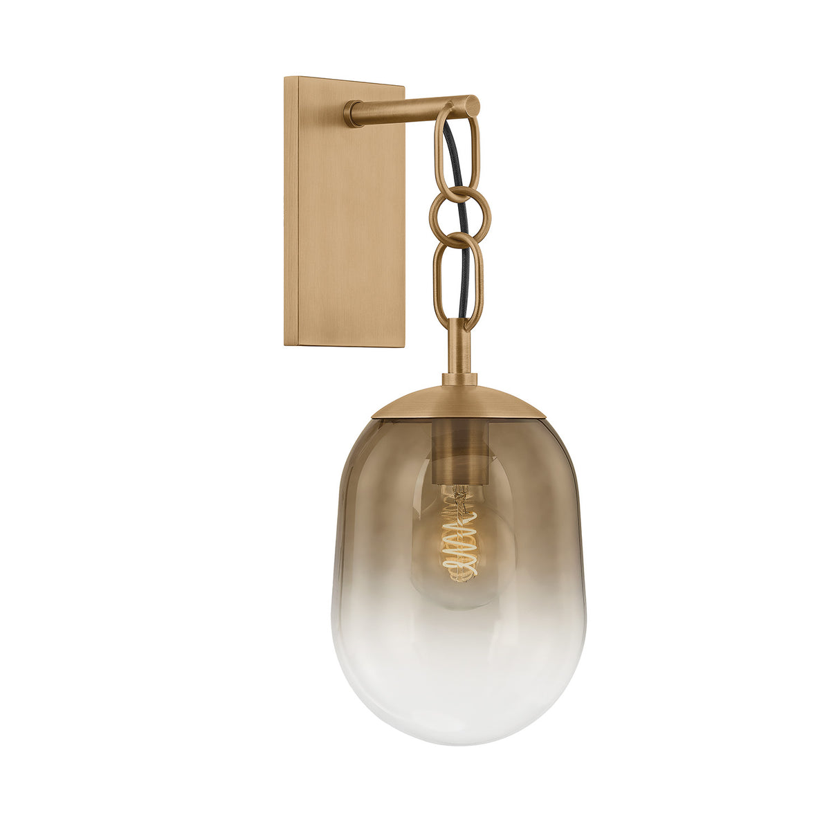 Blythe Wall Sconce 18", Patina Brass and Topaz Gradient Glass