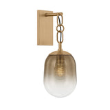 Blythe Wall Sconce 18", Patina Brass and Topaz Gradient Glass
