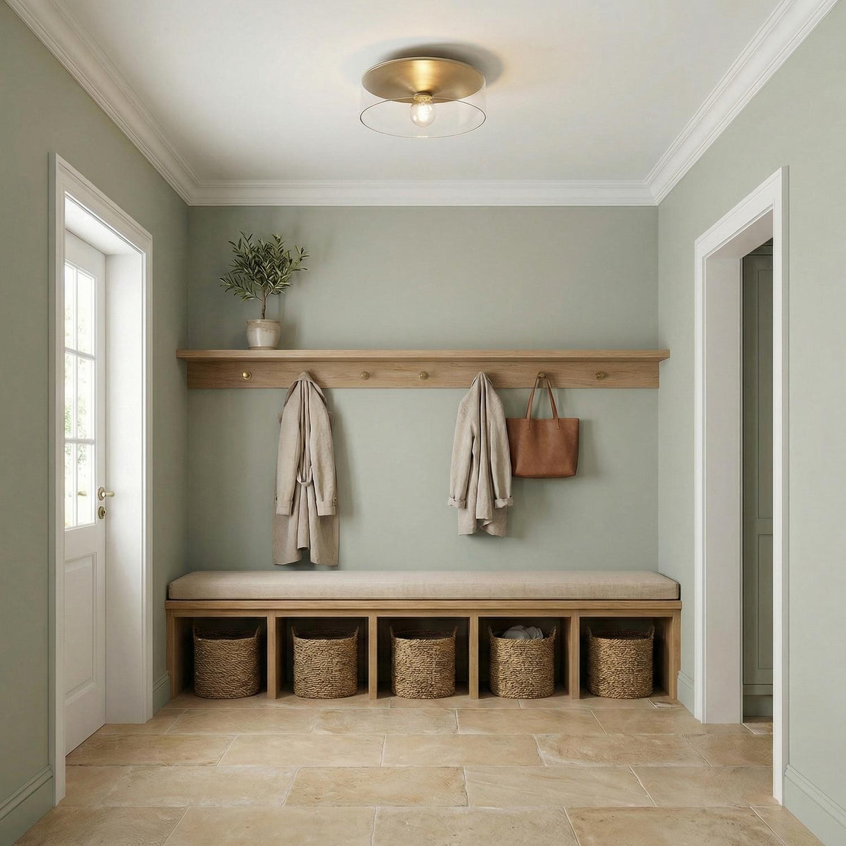 Carlo Flush Mount 16", Patina Brass and Clear Glass