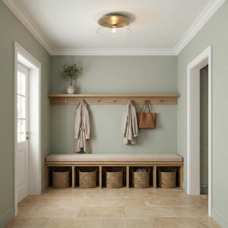 Carlo Flush Mount 16", Patina Brass and Clear Glass