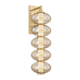 Meridien LED Wall Sconce 24", Vintage Brass and Champagne Glass