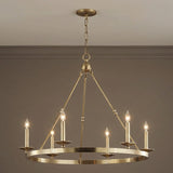 William 6 Light Ring Chandelier 36", Aged Brass