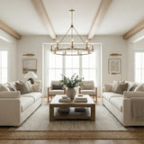 William 9 Light Ring Chandelier 46", Aged Brass