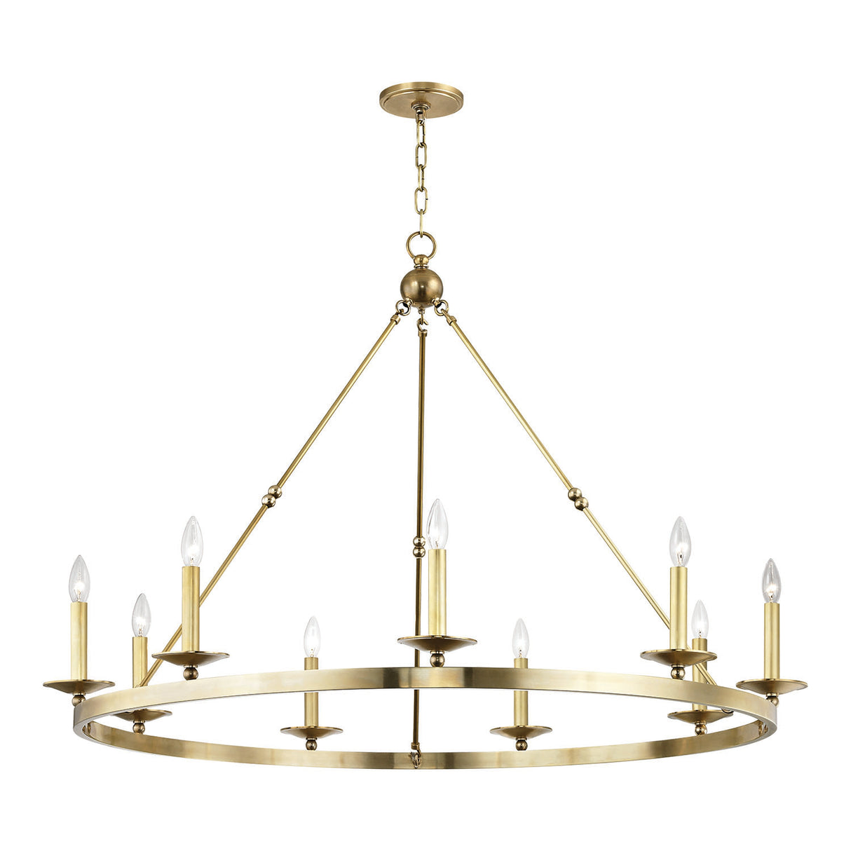 William 9 Light Ring Chandelier 46", Aged Brass