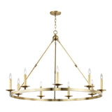 William 9 Light Ring Chandelier 46", Aged Brass