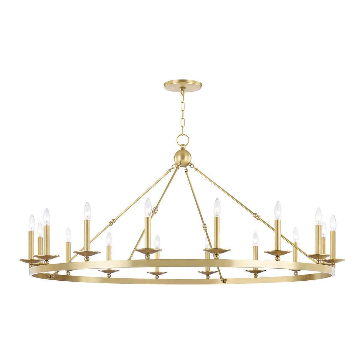 William 16 Light Ring Chandelier 58", Aged Brass