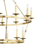 William Two-Tier Ring Chandelier 47", Aged Brass