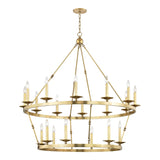 William Two-Tier Ring Chandelier 47", Aged Brass