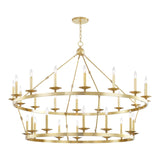 William Two-Tier Ring Chandelier 58", Aged Brass