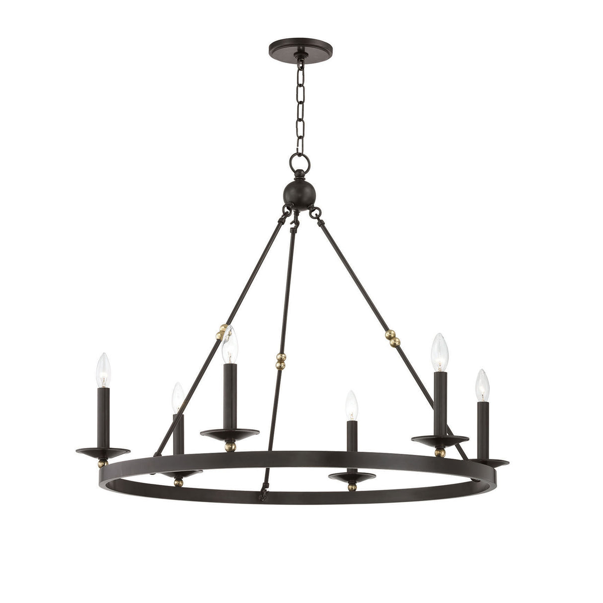 William 6 Light Ring Chandelier 36", Old Bronze