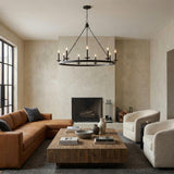 William 9 Light Ring Chandelier 46", Old Bronze
