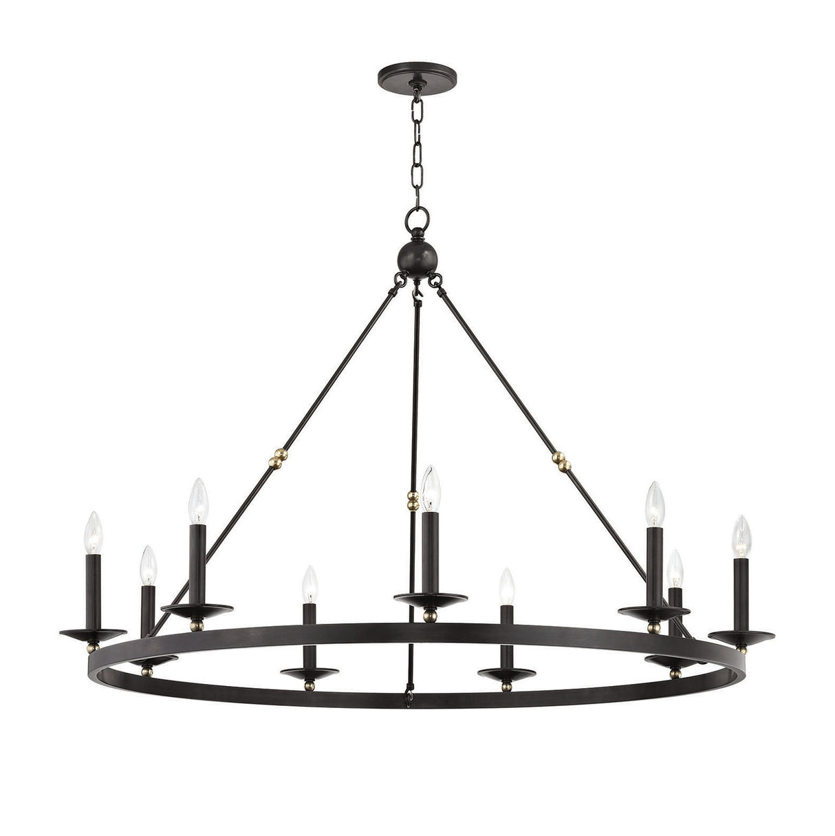 William 9 Light Ring Chandelier 46", Old Bronze