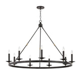 William 9 Light Ring Chandelier 46", Old Bronze