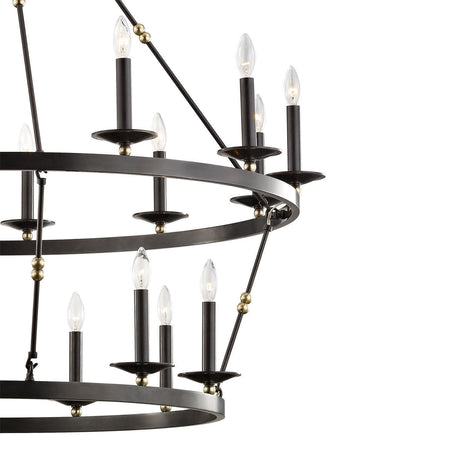 William Two-Tier Ring Chandelier 47", Old Bronze