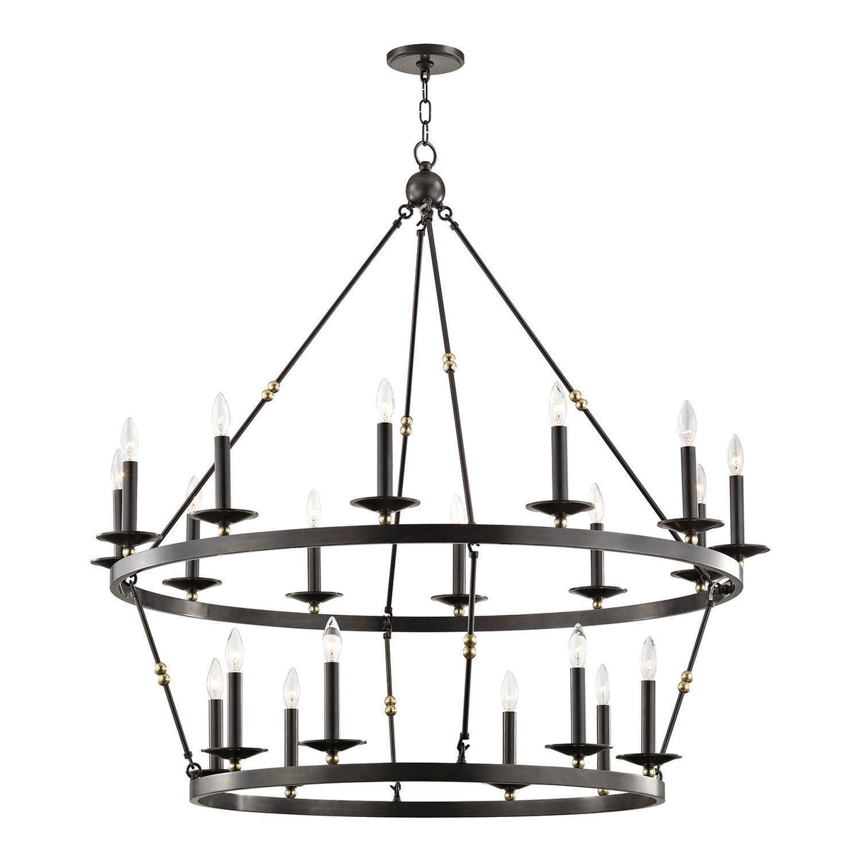William Two-Tier Ring Chandelier 47", Old Bronze