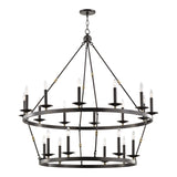 William Two-Tier Ring Chandelier 47", Old Bronze