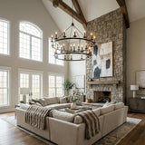 William 28 Light Two-Tier Ring Chandelier 58", Old Bronze