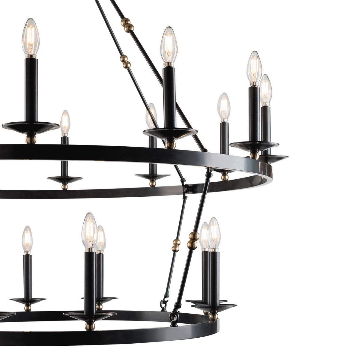 William Two-Tier Ring Chandelier 58", Old Bronze