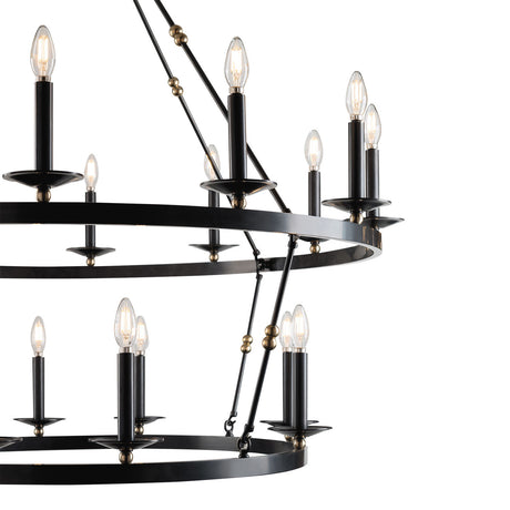 William Two-Tier Ring Chandelier 58", Old Bronze