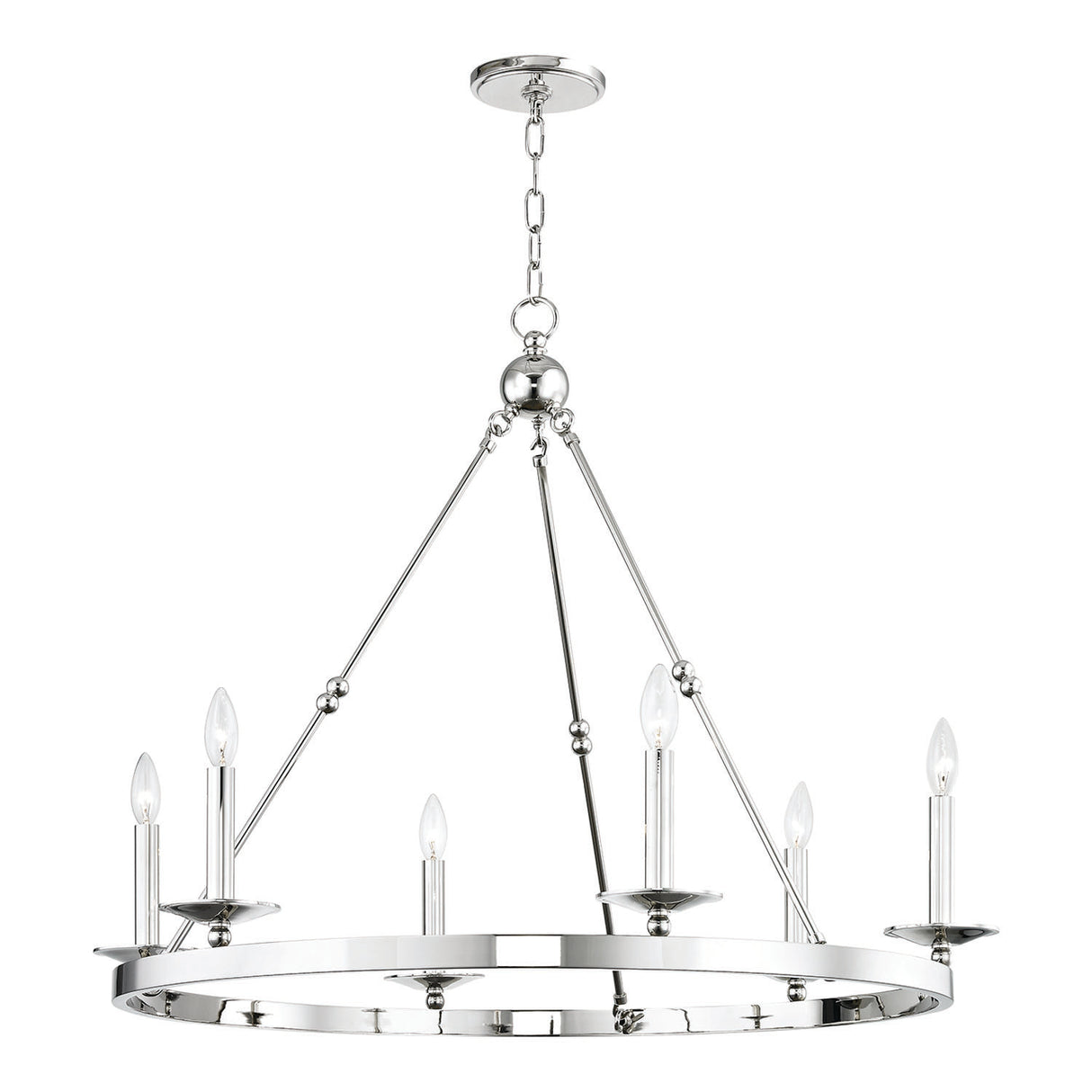 William 6 Light Ring Chandelier 36", Polished Nickel
