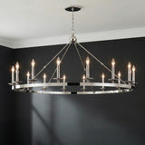 William 16 Light Ring Chandelier 58", Polished Nickel