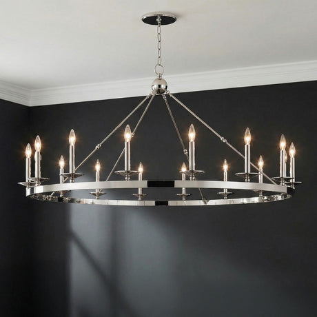 William 16 Light Ring Chandelier 58", Polished Nickel