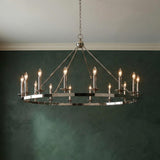 William 16 Light Ring Chandelier 58", Polished Nickel