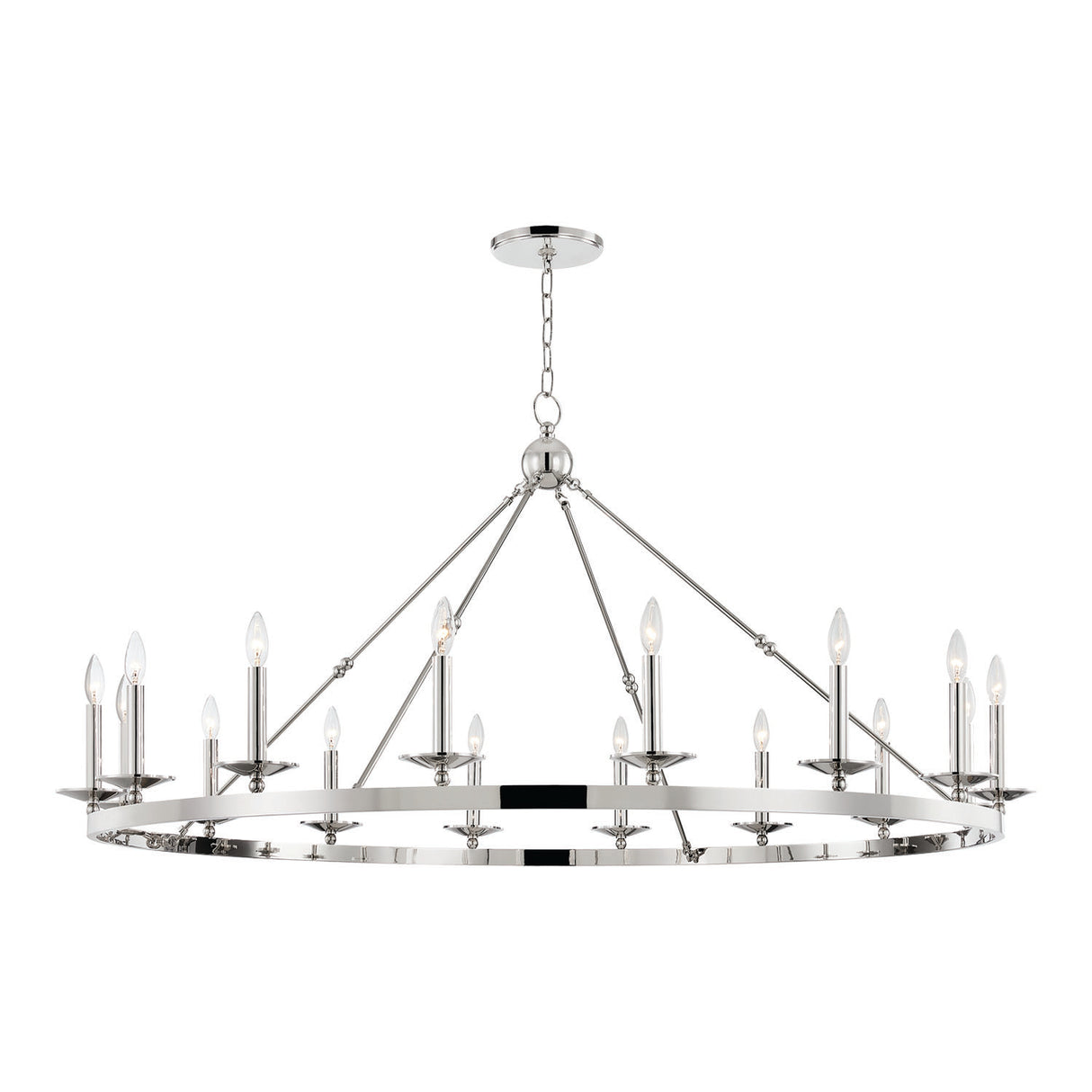 William 16 Light Ring Chandelier 58", Polished Nickel