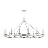 William 16 Light Ring Chandelier 58", Polished Nickel