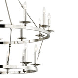 William Two-Tier Ring Chandelier 47", Polished Nickel