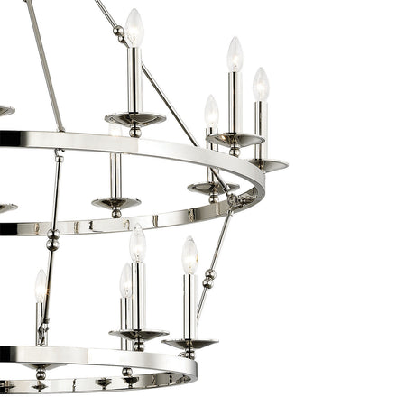 William Two-Tier Ring Chandelier 47", Polished Nickel